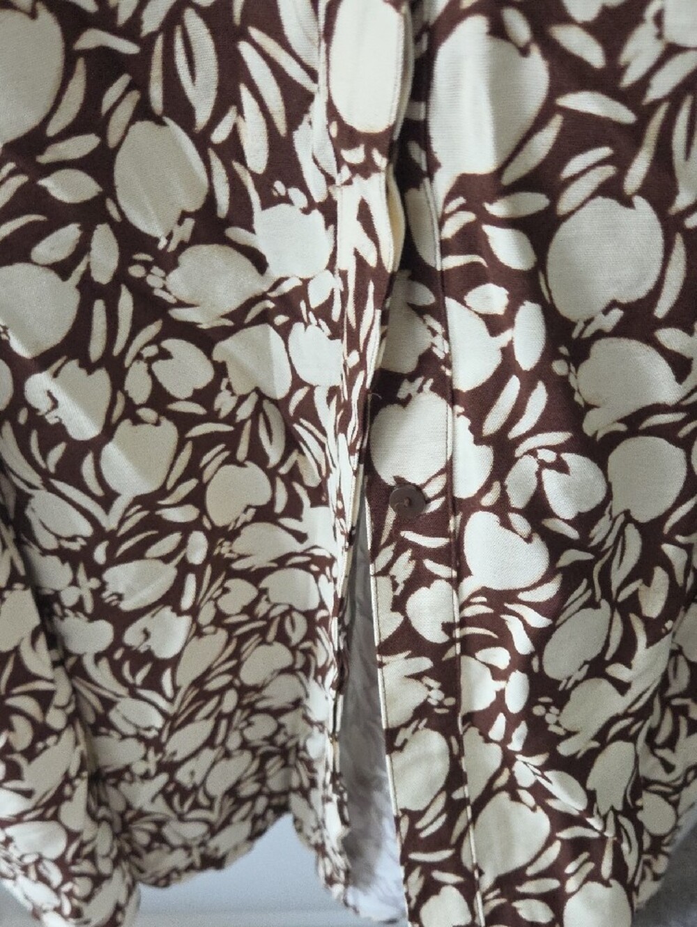 LOFT Cream and Brown Floral Midi Shirt Dress with Tie Waist - Picture 7 of 9